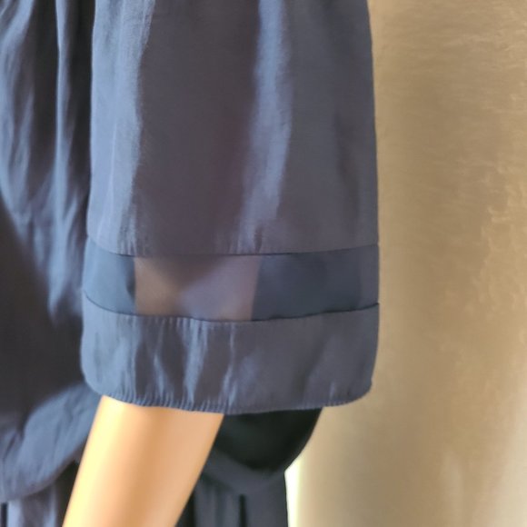 RAMY BROOK JESSICA SMOCKED OFF SHOULDER elastic waist navy blue mini dress sz L - Picture 8 of 10